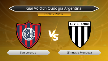 Giải Vô địch Quốc gia Argentina San Lorenzo VS Gimnasia Mendoza