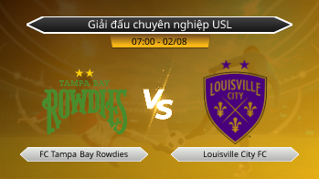 Giải đấu chuyên nghiệp USL FC Tampa Bay Rowdies VS Louisville City FC