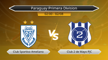Paraguay Primera Division Club Sportivo Ameliano VS Club 2 de Mayo PJC