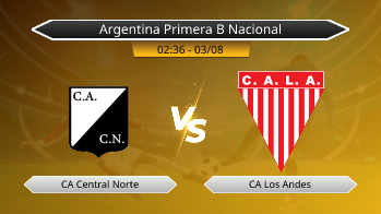 Argentina Primera B Nacional CA Central Norte VS CA Los Andes